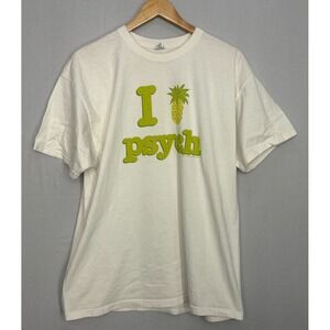 Pineapple Psych TV Show Graphic T-Shirt Mens White Short Sleeve XL Y2K